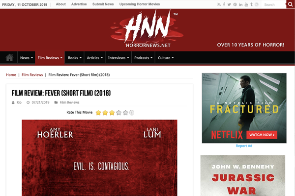 Amy Hoerler Horror News FEVER film review (thumbnail)